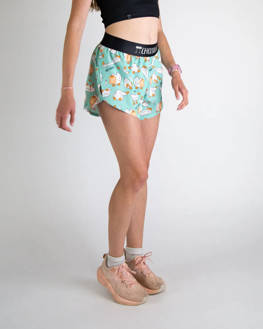 Women's Silly Goose 4" Split Shorts Casual Fit Wear Stay Active