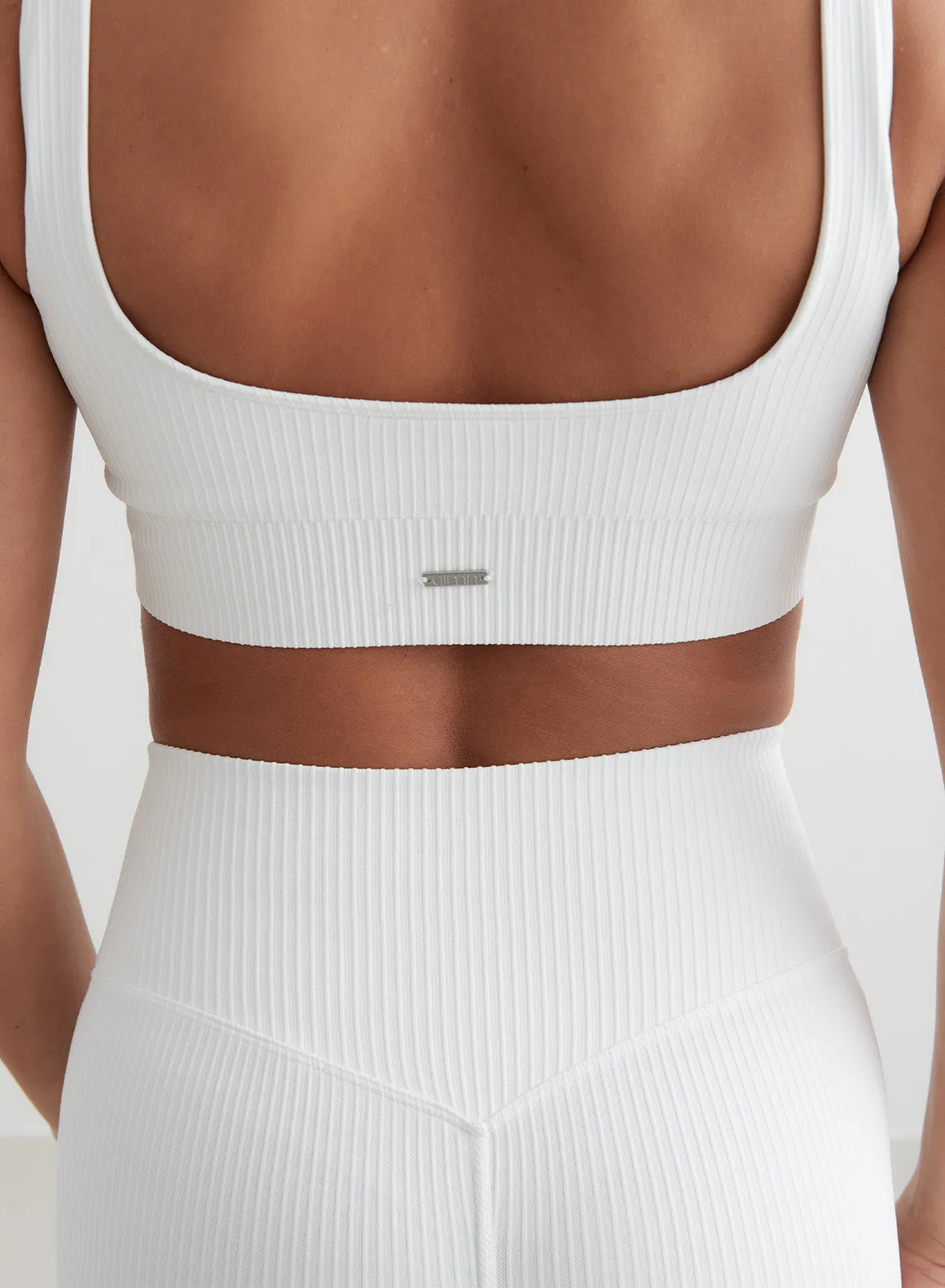 Comfortable White Ribbed Seamless Bra