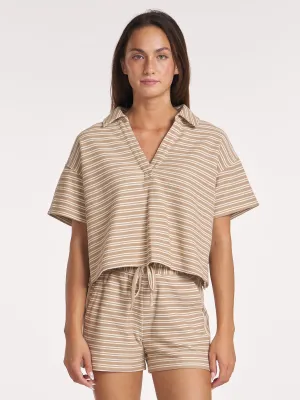 Boxy Stripe Polo AbrasionResistant Finish Artificial - intelligence - assisted