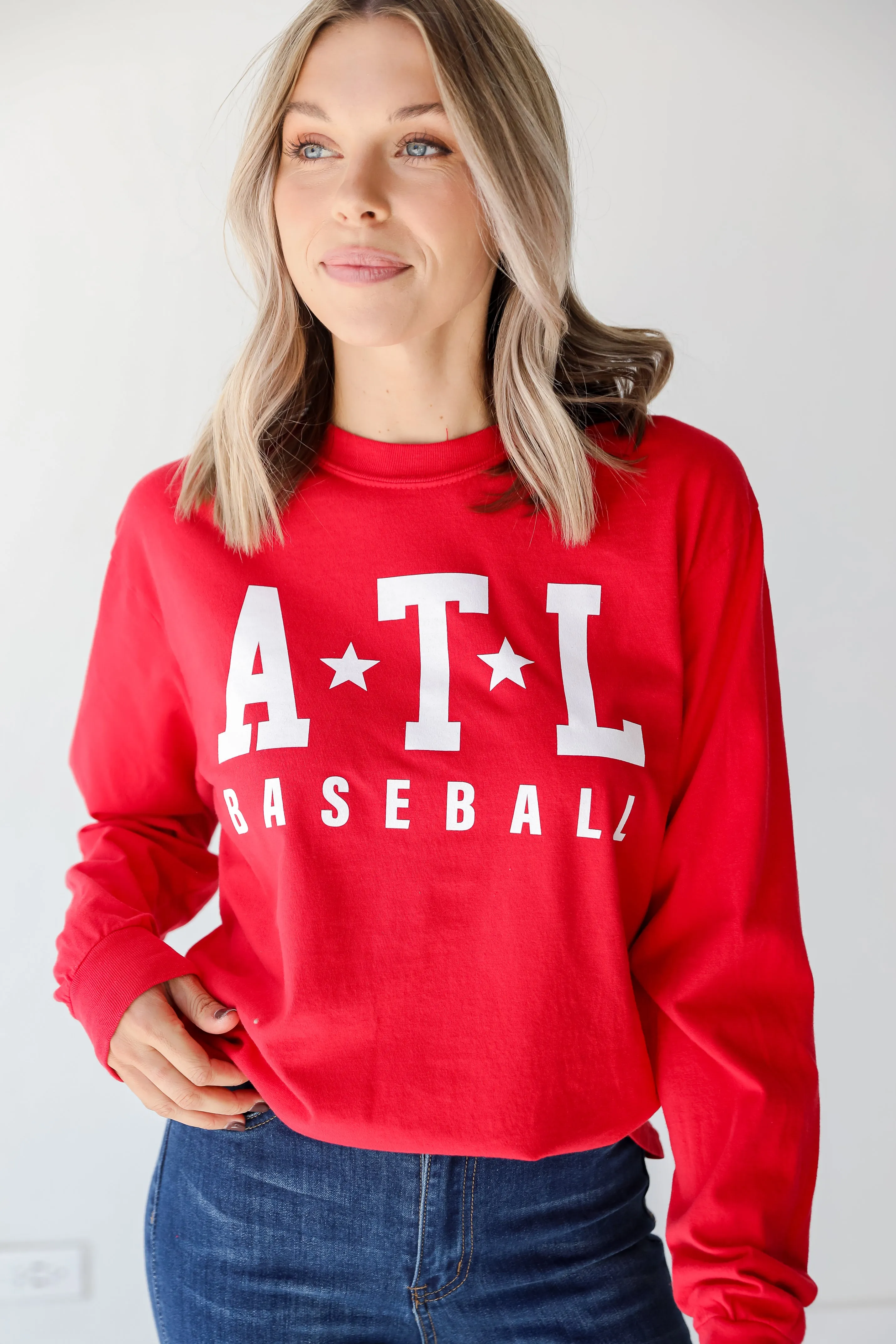 Anti Pilling Finish ATL Baseball Star Long Sleeve Tee