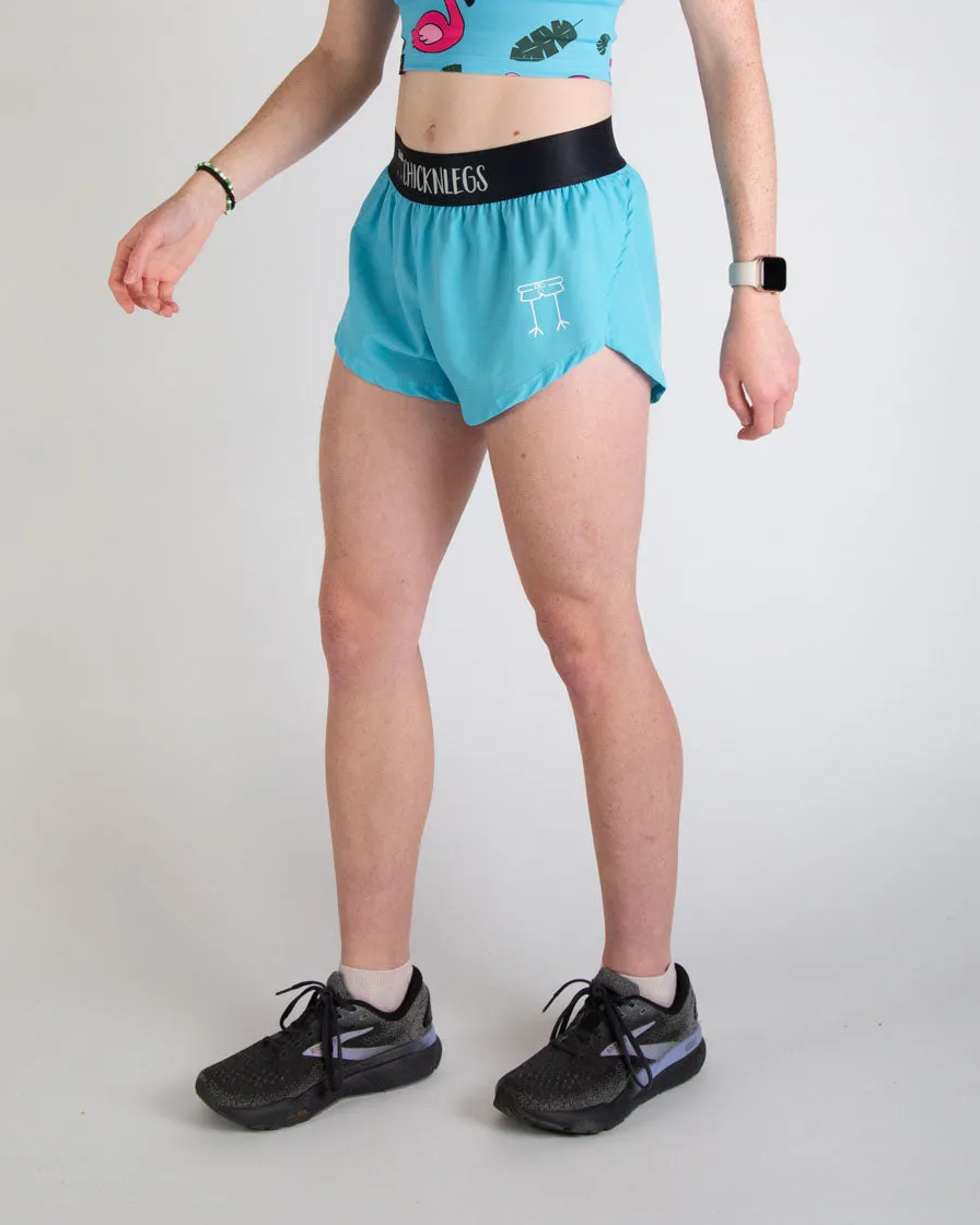 Chafe Free Edging Dynamic Tension Control Women's Sky Blue 1.5" Split Shorts