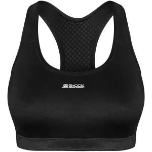Ultra Soft Interior Shock Absorber Active Crop Top Womens Sports Bra - Black
