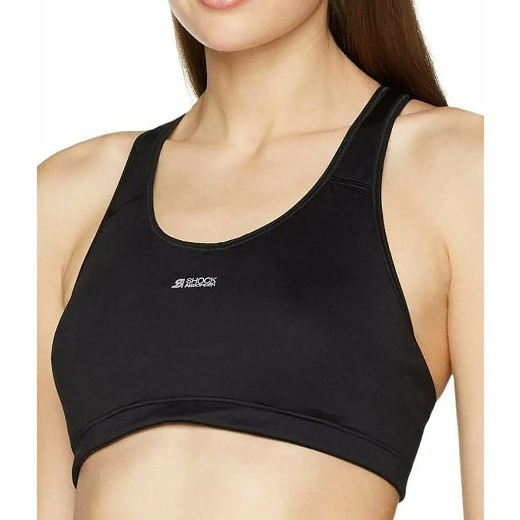 Shock Absorber Active Crop Top Womens Sports Bra - Black Anti-microbial Compression fabric