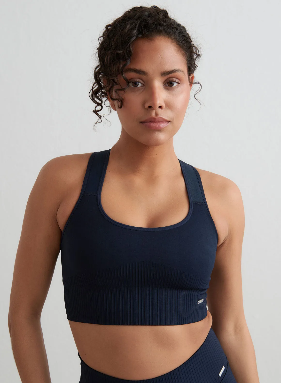 Affordable Navy High Support Ribbed Bra