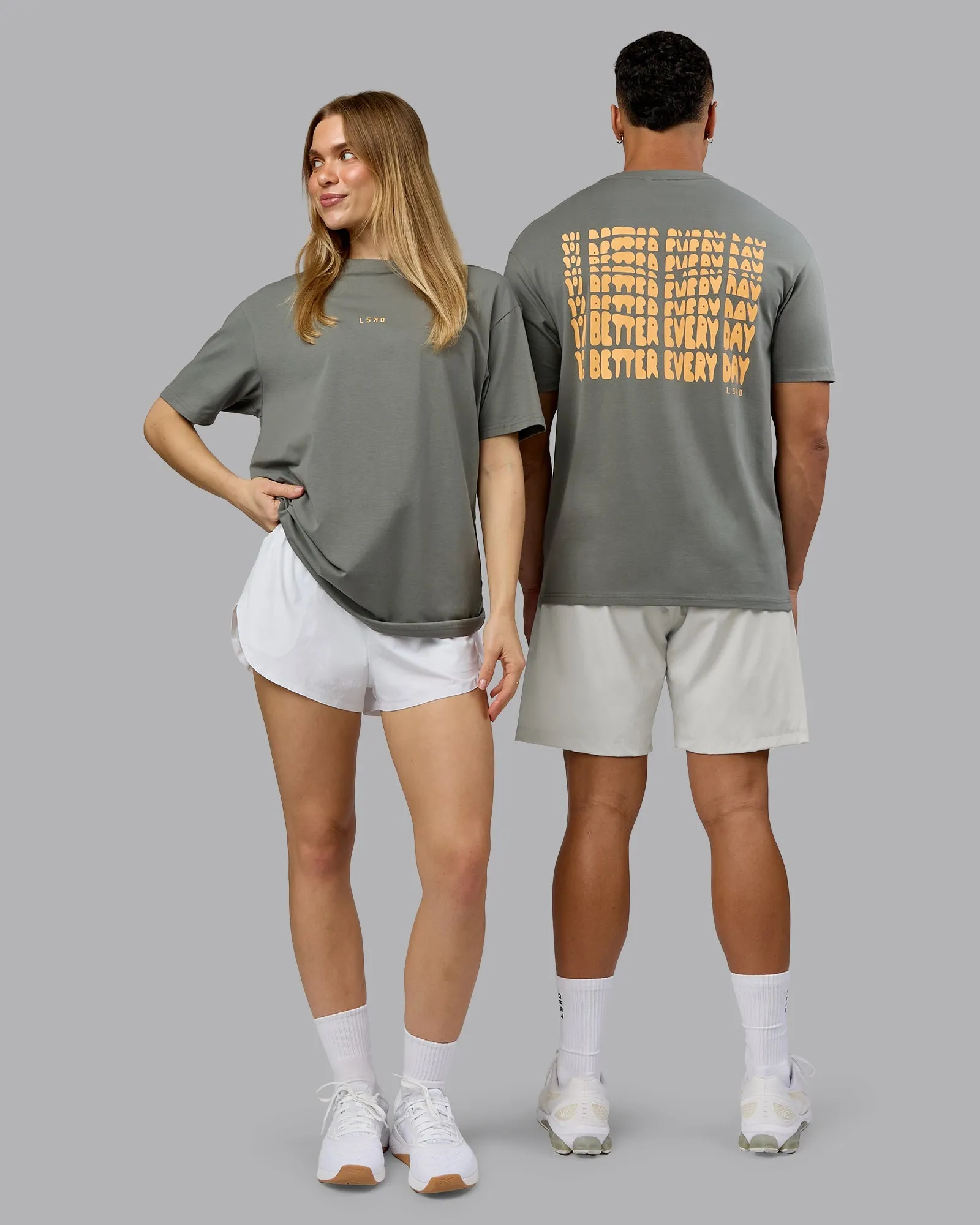 On Repeat FLXCotton Oversized Tee - Graphite-Warm Apricot Minimal Comfort Wear Perfect For Relaxing