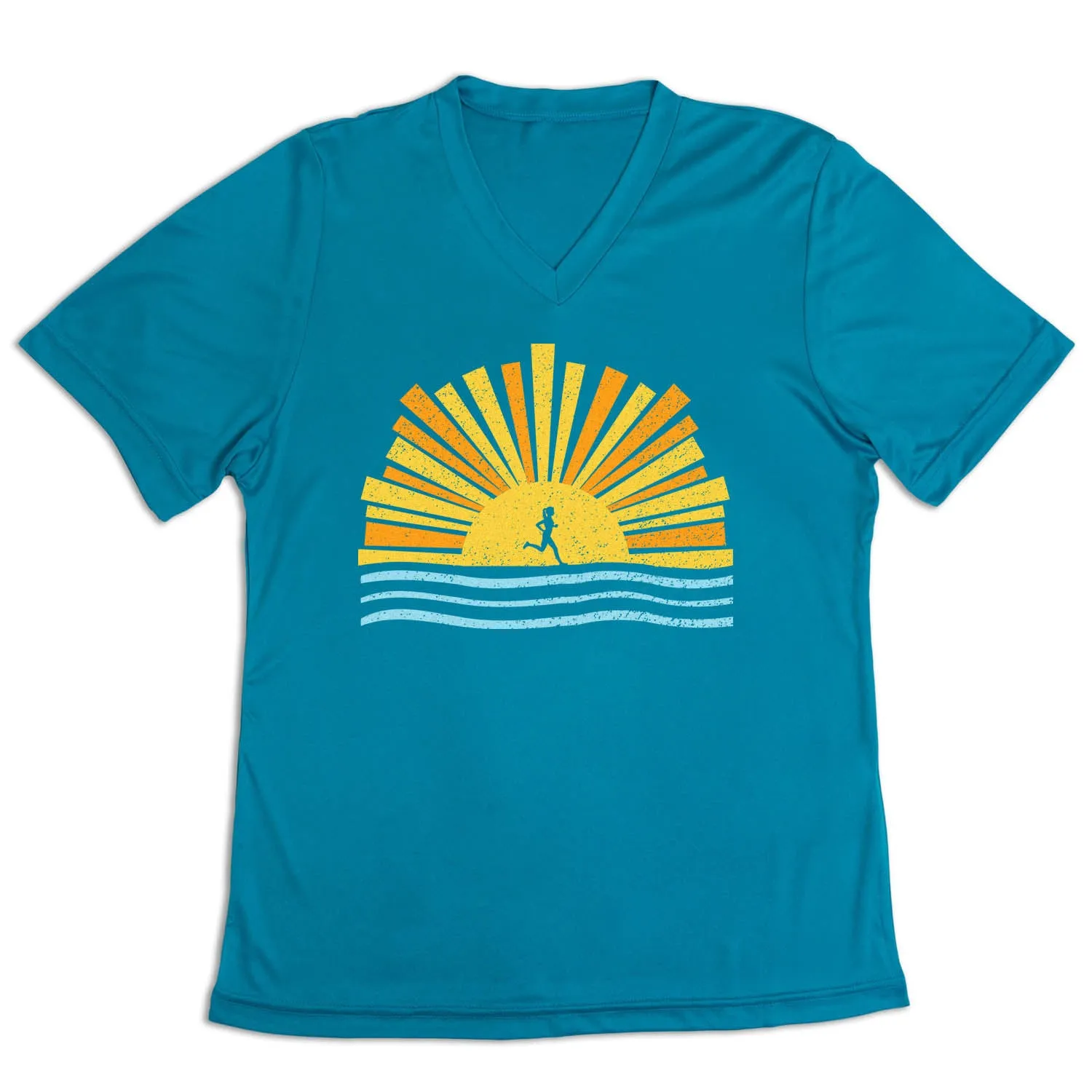 Women's Short Sleeve Tech Tee - Here Comes The Sun Workout Lightweight Design