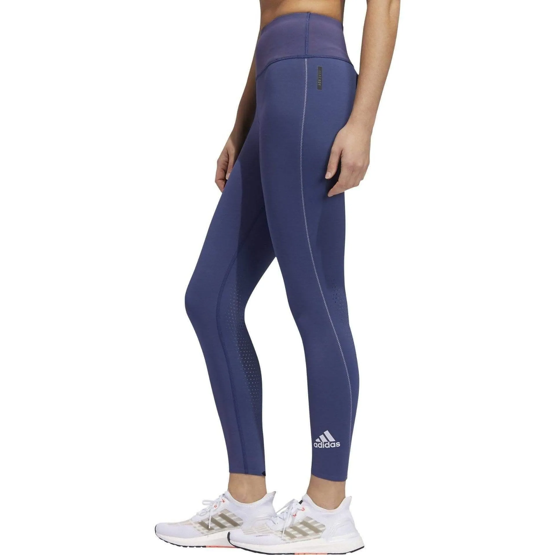 Durable Stitch Work Commute Performance Fit adidas HEAT.RDY High Rise Womens 7/8 Training Tights - Blue