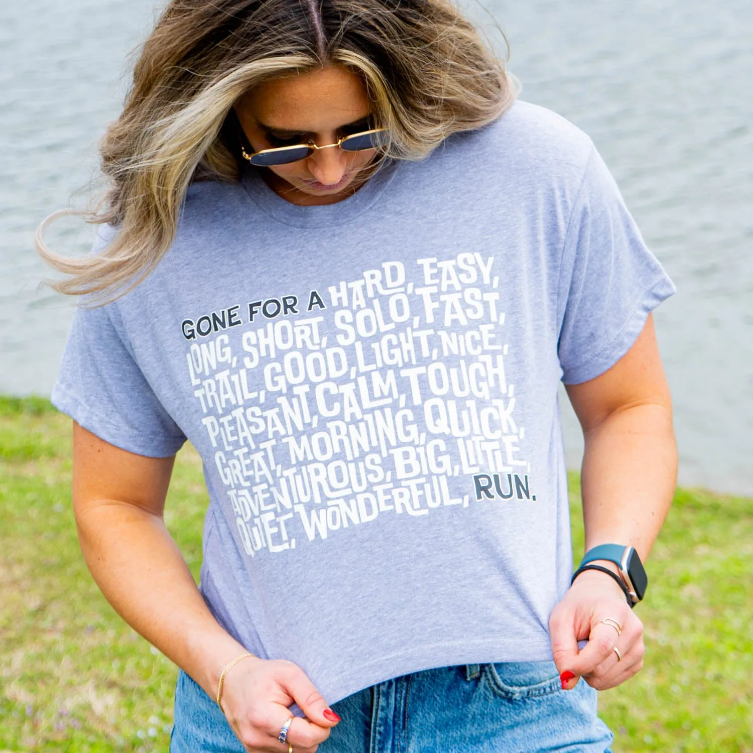 Camping attire Recycled Polyester Running Short Sleeve Crop Tee - Gone For a ___ Run