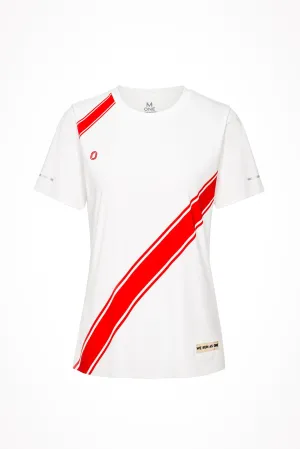 Relaxed Vibes Stretchy Fit Victory Speed Tech Tee Red & White For Women