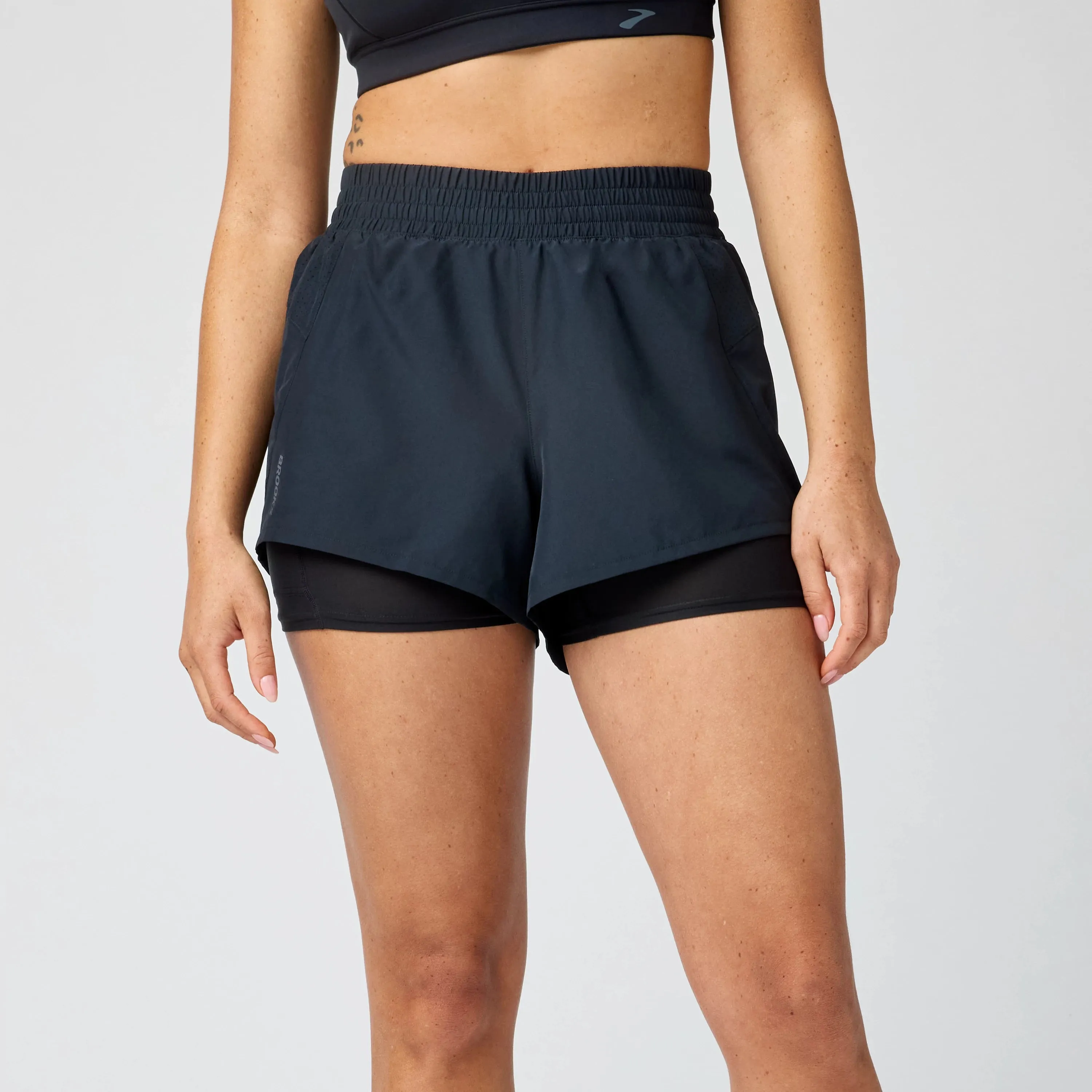 Brooks | Dash 3" 2-in-1 Short | Women's | Black Durable Weave Fabric