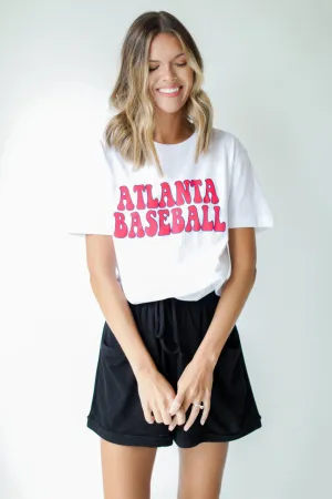 White Atlanta Baseball Tee Breathable Wear Fit monochromatic