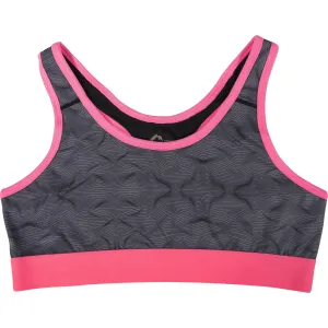 More Mile Girls Running Crop Top - Grey Open-back seams Wear alone seams