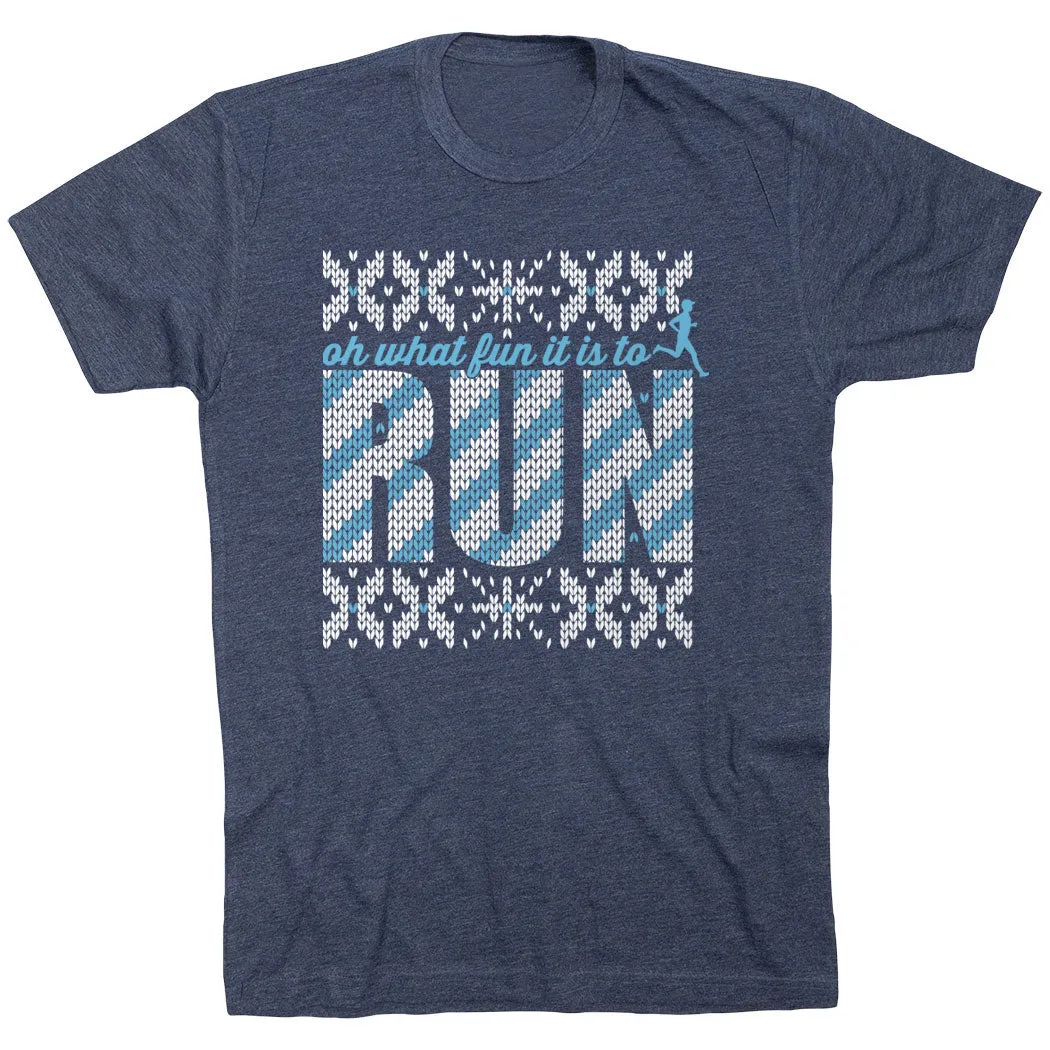Retro Style Wedding Running Short Sleeve T-Shirt - Oh What Fun It Is to Run