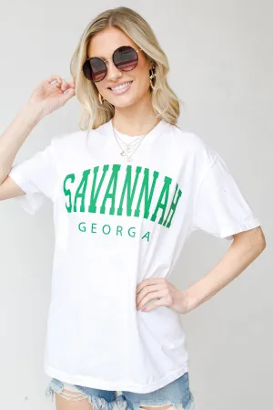 White Savannah Georgia Tee Subtle Embroidery Breathable Stretch