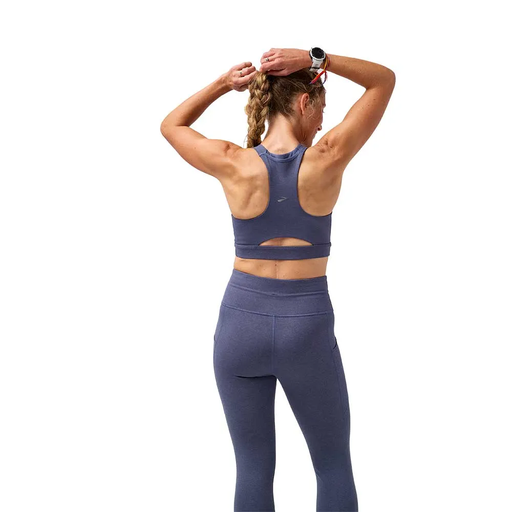 Mock neck Women's Luxe Pocket Sports Bra - Heather Nightshadow