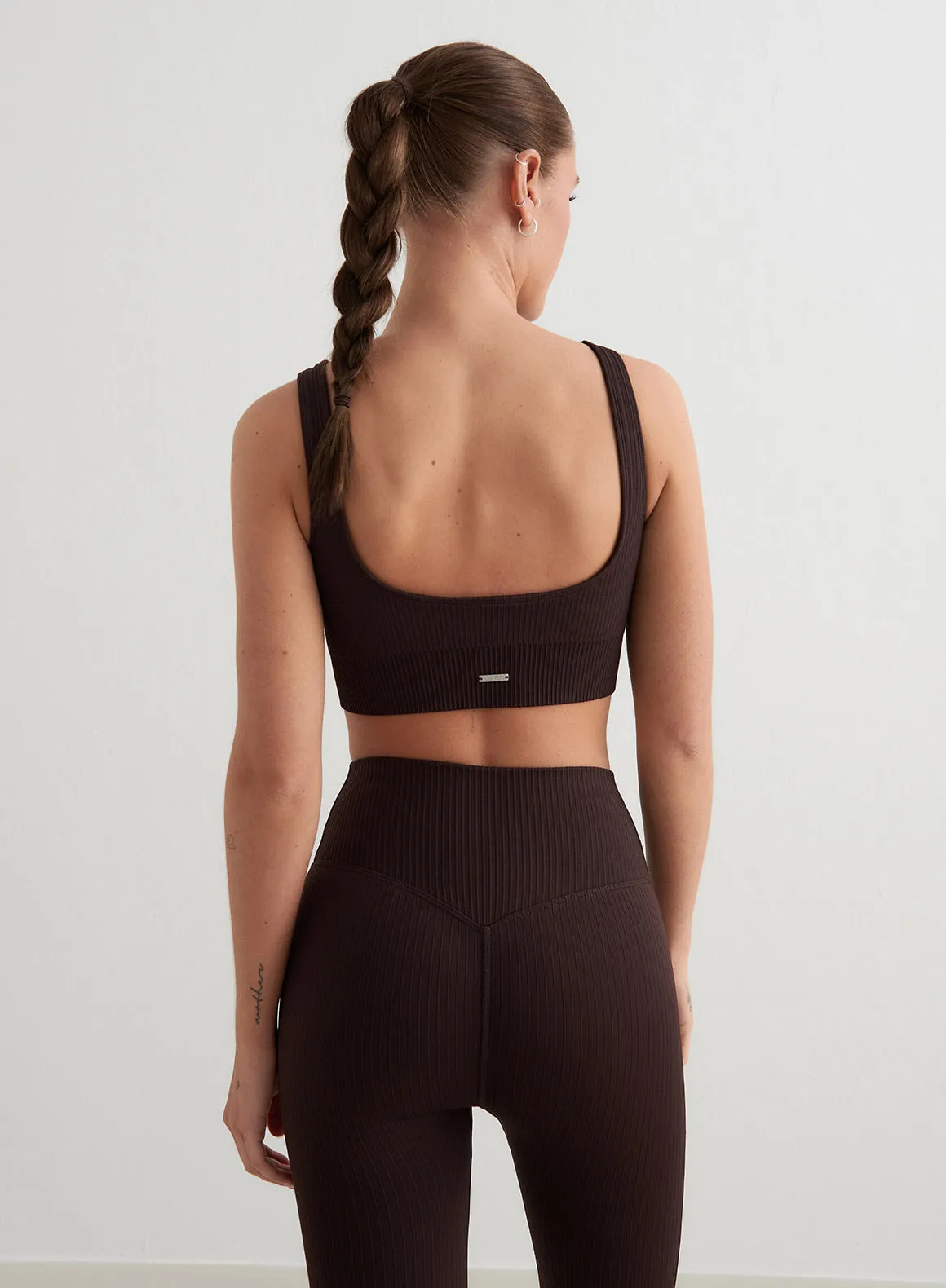 technical fabric Cacao Ribbed Seamless Bra