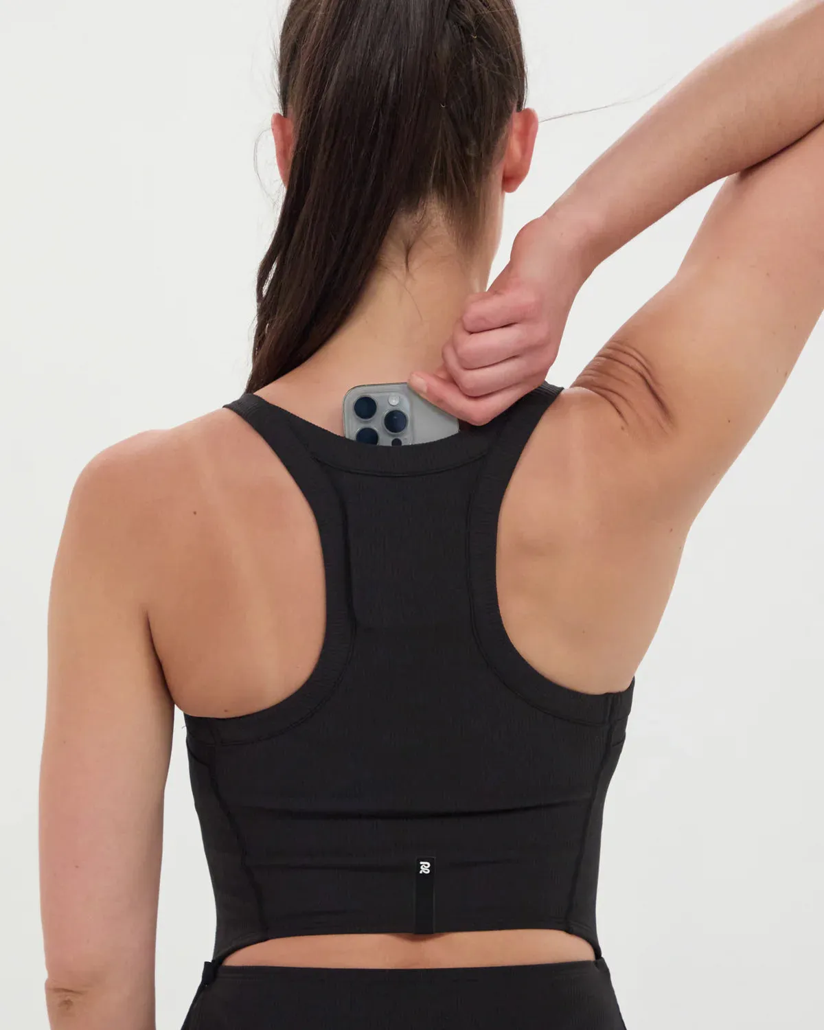 Women's Cadence Scoop Neck Run Dress Black Supportive structure Stretch Recovery Fabric