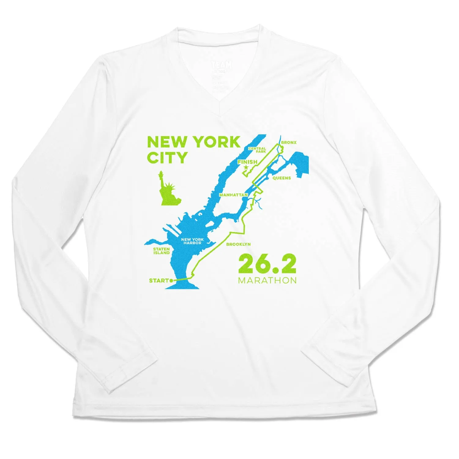 Women's Long Sleeve Tech Tee - New York City Route Recycled Polyester Blend
