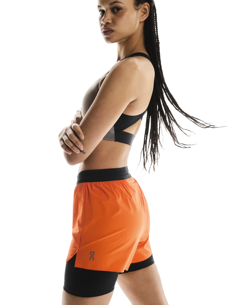 Women's 3 Inch Performance 2 in 1 Shorts Flame Design Glow NonRestrictive Movement
