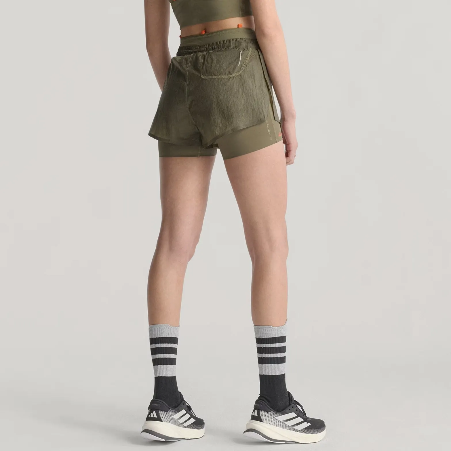 Easy Layering Women's Adi365 H.Koumori Running 2 in 1 Shorts Olive Strata