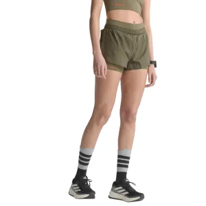 Women's Adi365 H.Koumori Running 2 in 1 Shorts Olive Strata Summer Glow Casual Bottoms