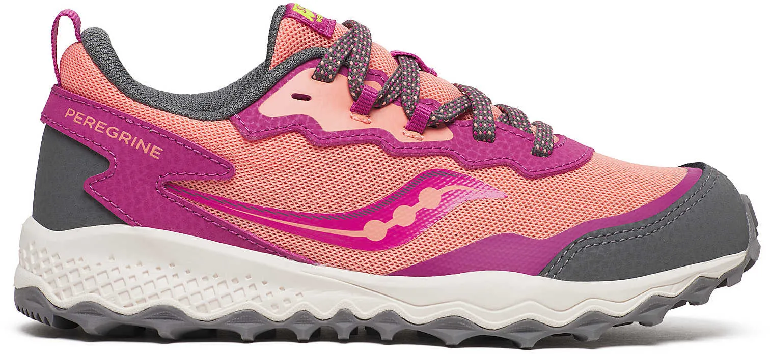 Saucony Peregrine KDZ Shield Junior Trail Running Shoes - Pink half - marathoning footwear
