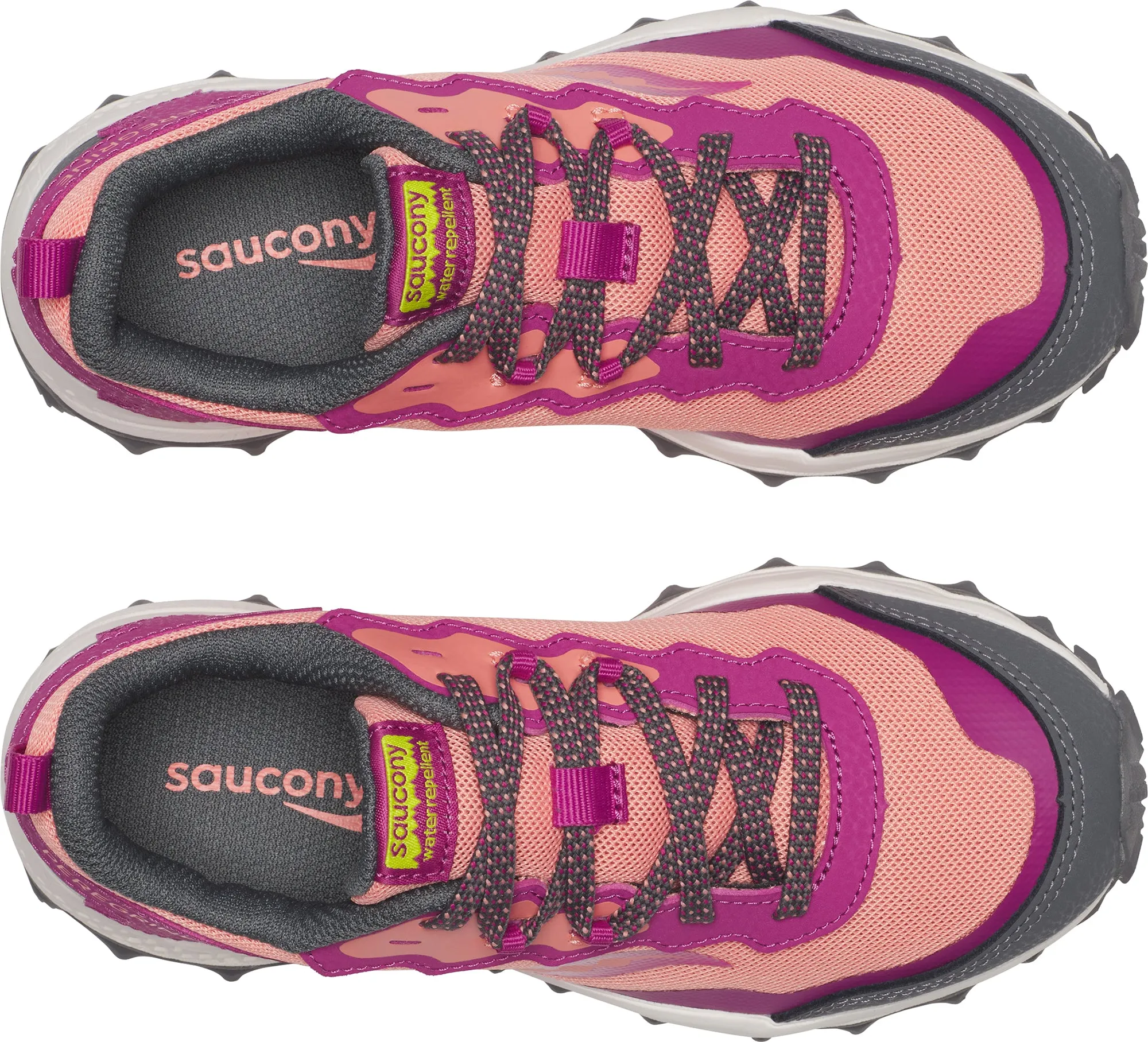 Impact Diffusing Midsole Anti Collision Toe Cap Saucony Peregrine KDZ Shield Junior Trail Running Shoes - Pink