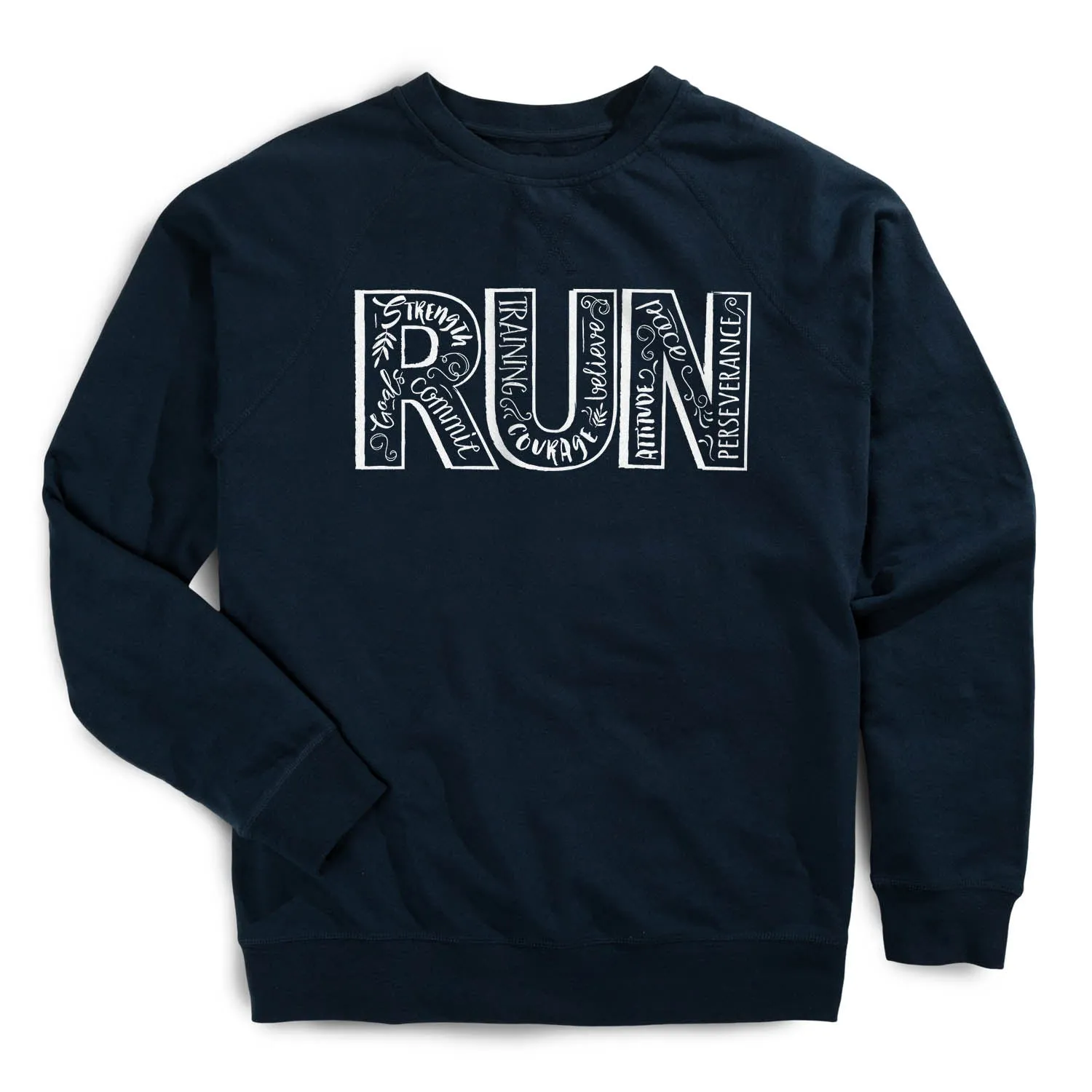 Running Raglan Crew Neck Pullover - Run With Inspiration Heart Soul