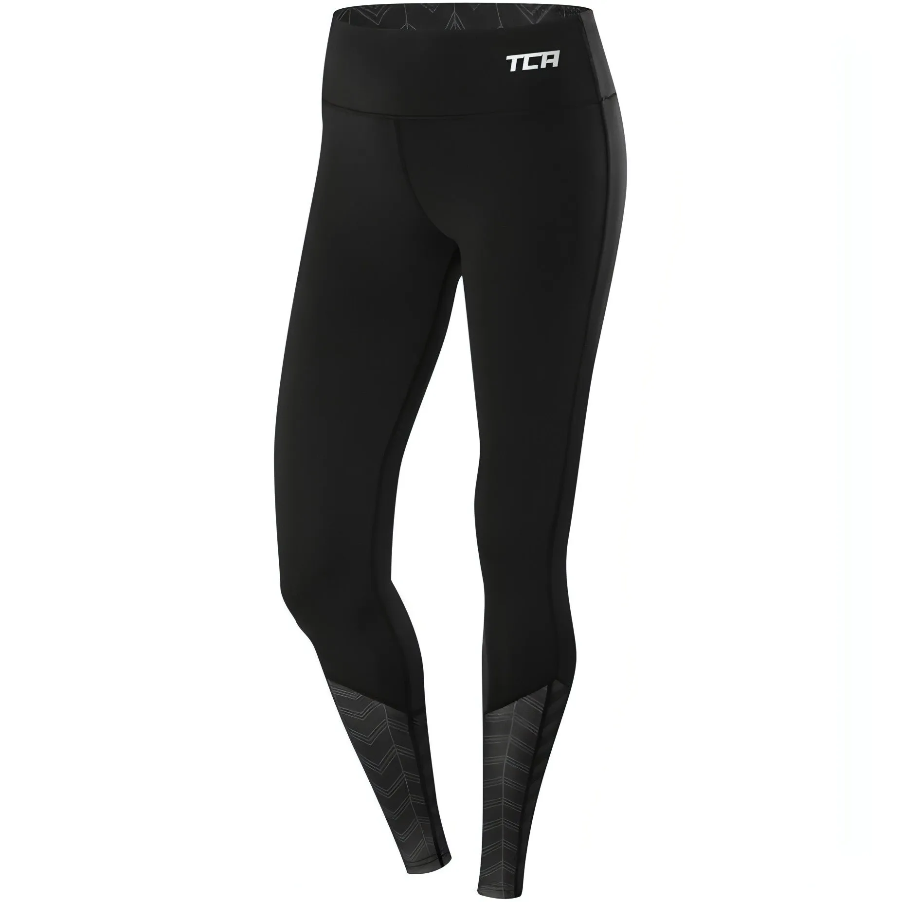 Smooth Coverage Soft Design TCA Impulse Printed Womens Long Running Tights - Black