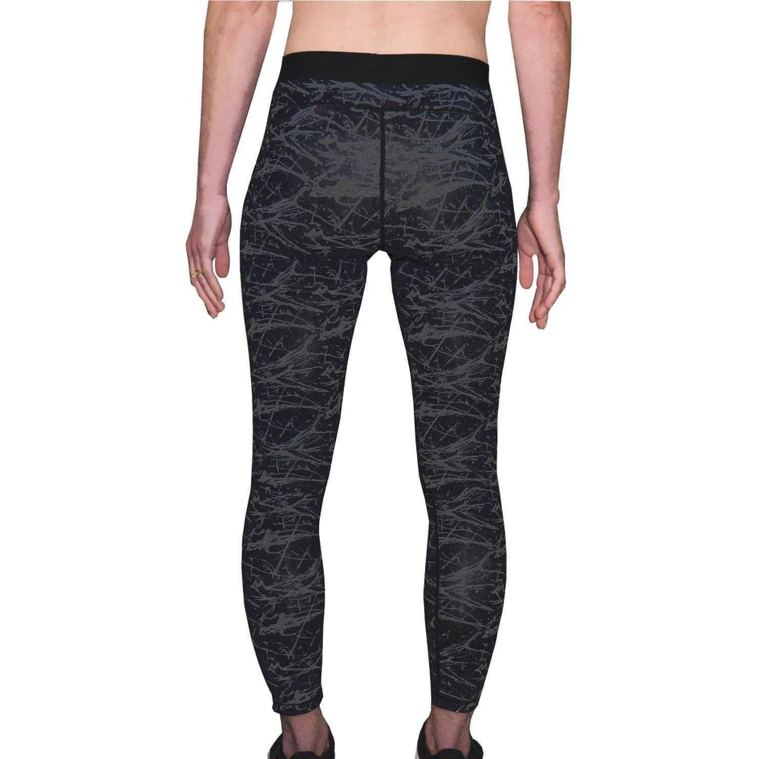 Active Fit Camping Gear Skin Friendly More Mile Go For It Printed Womens Long Running Tights - Black