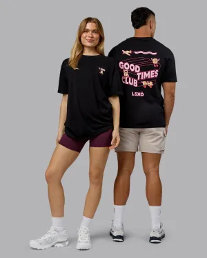 Non Toxic Printing Perspective FLXCotton Oversized Tee - Black-Soft Pink