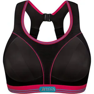 Shock Absorber Ultimate Run Womens Sports Bra - Black Thin Straps Flat Seams