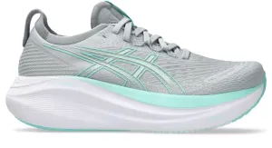 Women's Gel-Nimbus 27 WIDE (020 - Piedmont Grey/Illuminate Mint) Retro design