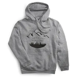 Statement Fleece Hoodie -  Life's Short Run Long (Mountains) Organic Ease Ultraviolet Protection