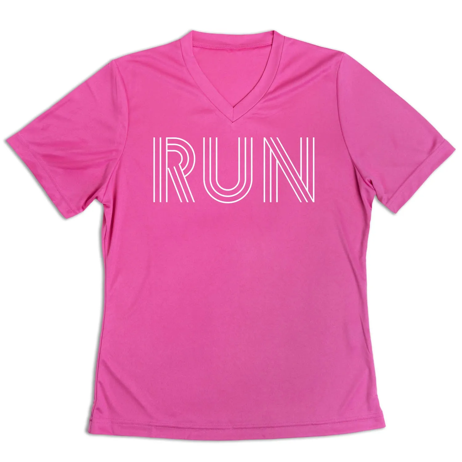 Women's Short Sleeve Tech Tee - Run Lines Ruffled edges