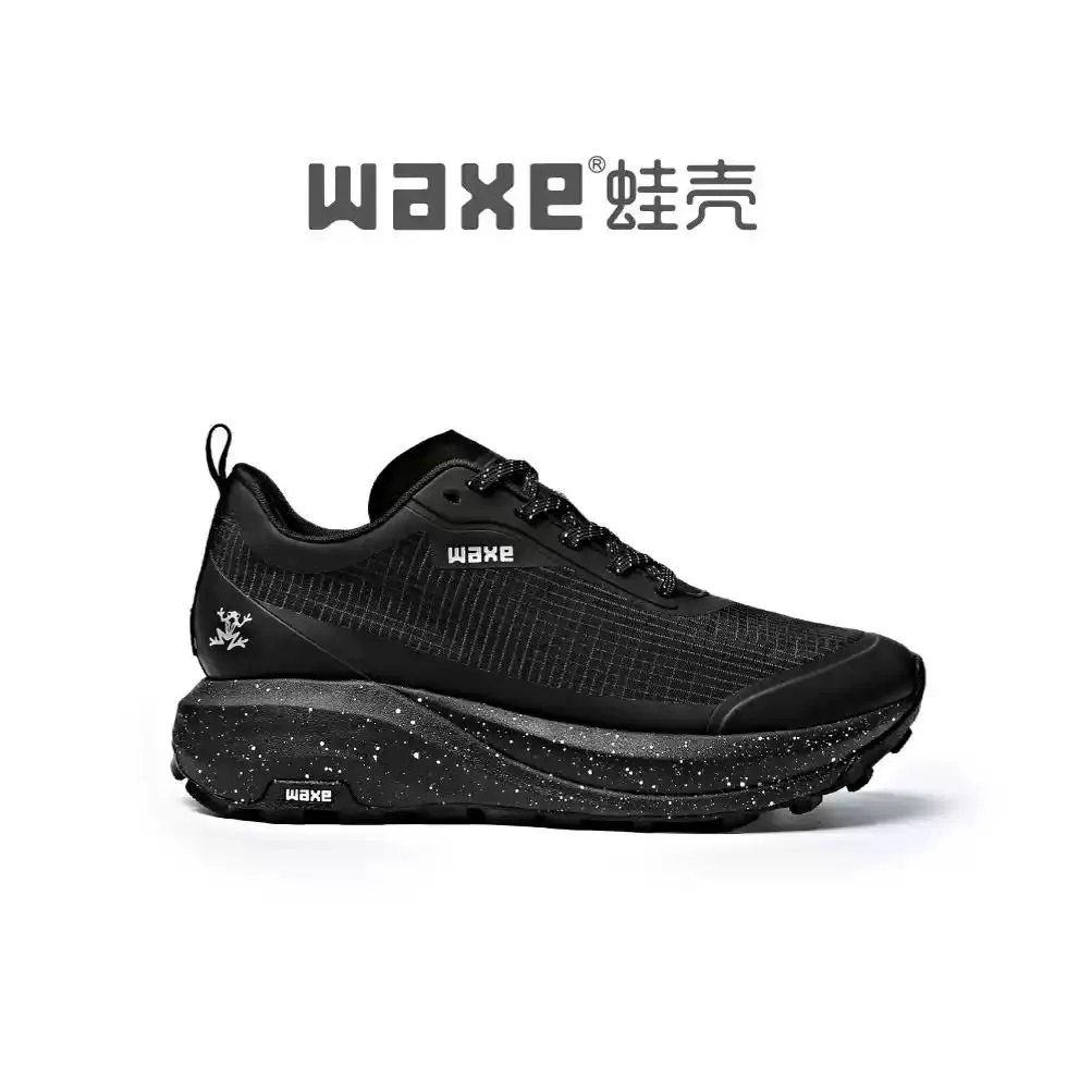 Elastic Ankle Collar Orthopedic Footbed Design Waxe 095 Dyneema Carbon Plated Trail Running Shoes (Polar Night Black)