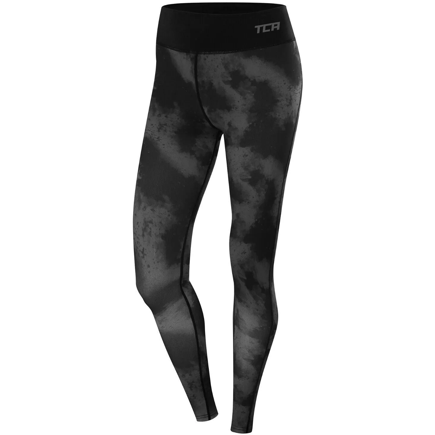 Casual Stretch Design Chic Comfort Wear TCA Supreme Graphic Womens Long Running Tights - Black