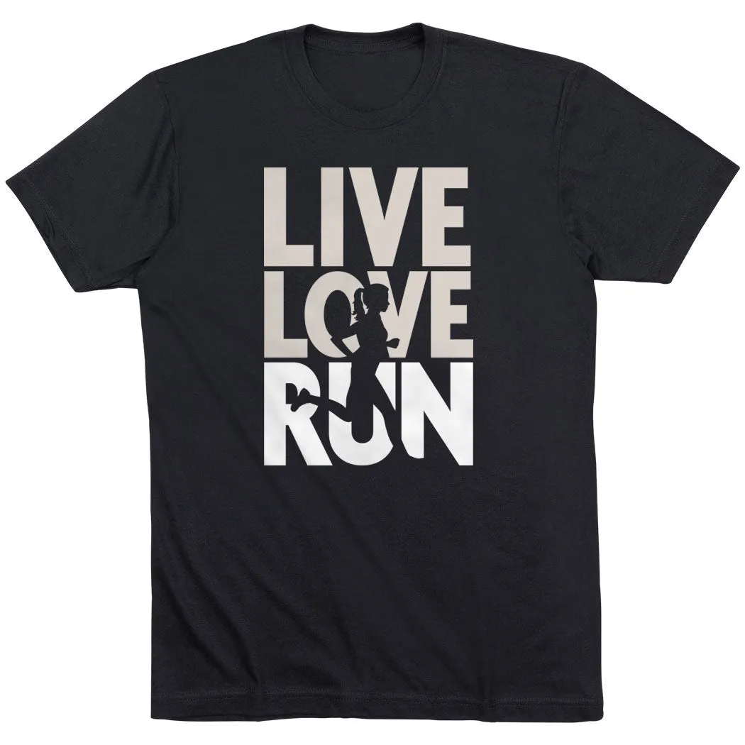 Ultra Soft Texture Running Short Sleeve T-Shirt - Live Love Run Silhouette