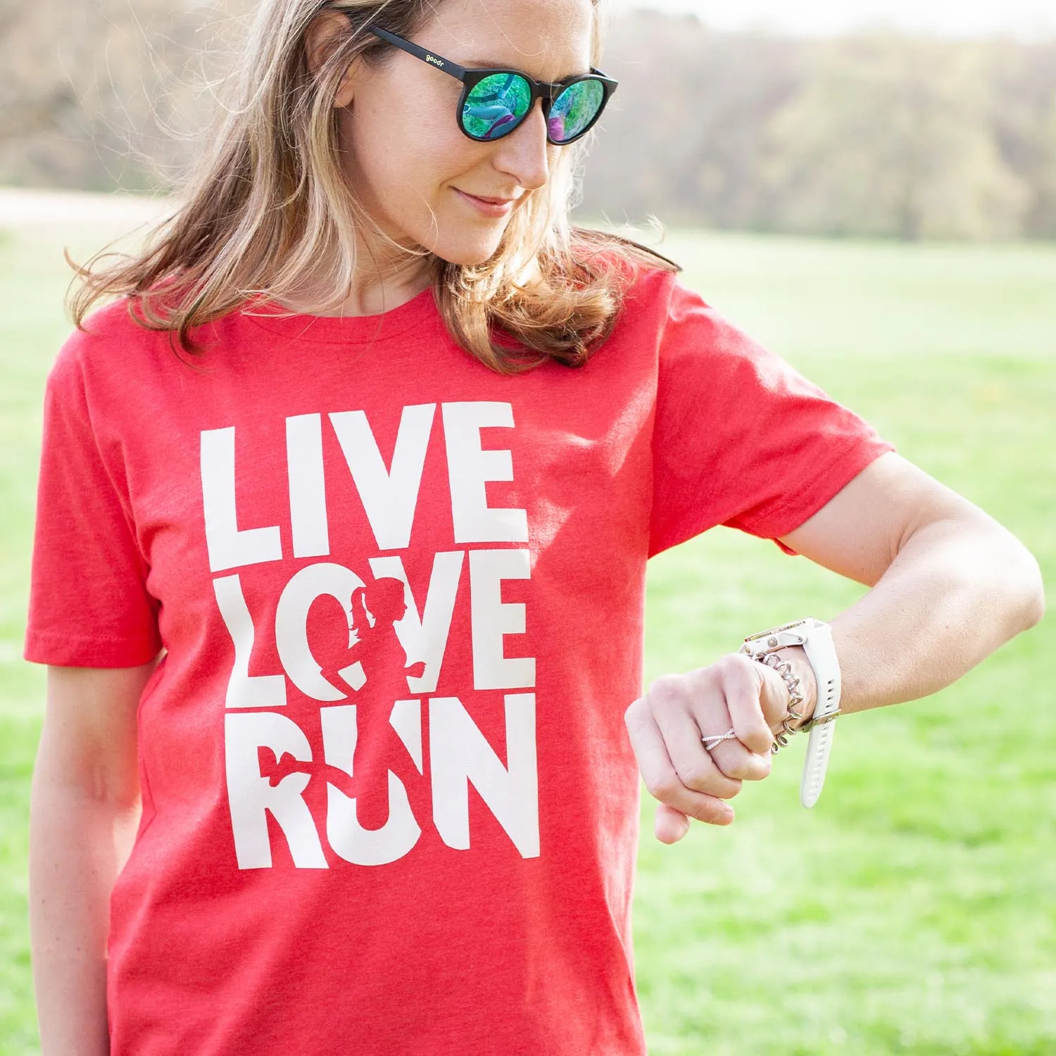 Fashion and Comfort Running Short Sleeve T-Shirt - Live Love Run Silhouette