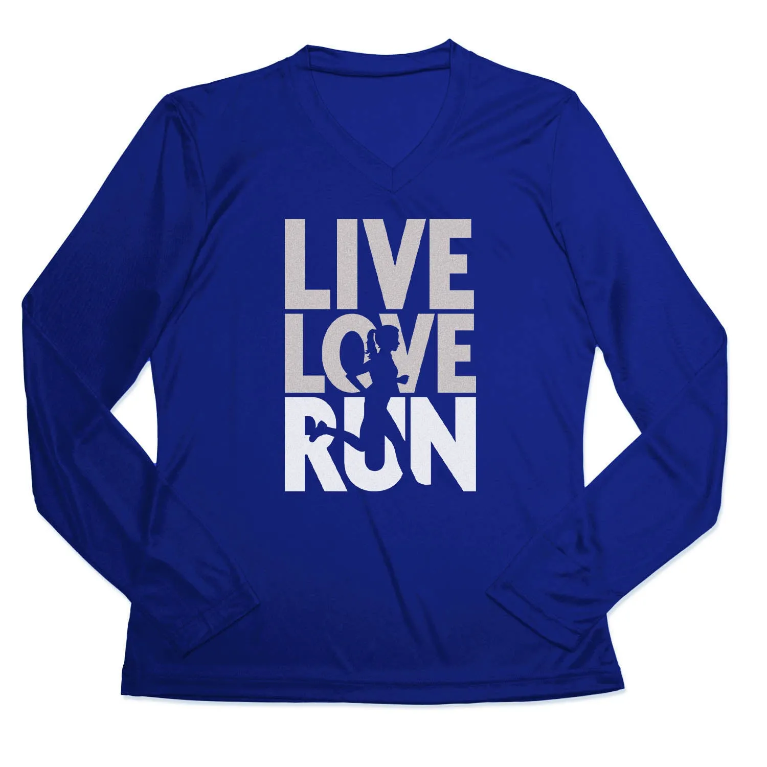 School Uniform Women's Long Sleeve Tech Tee - Live Love Run Silhouette