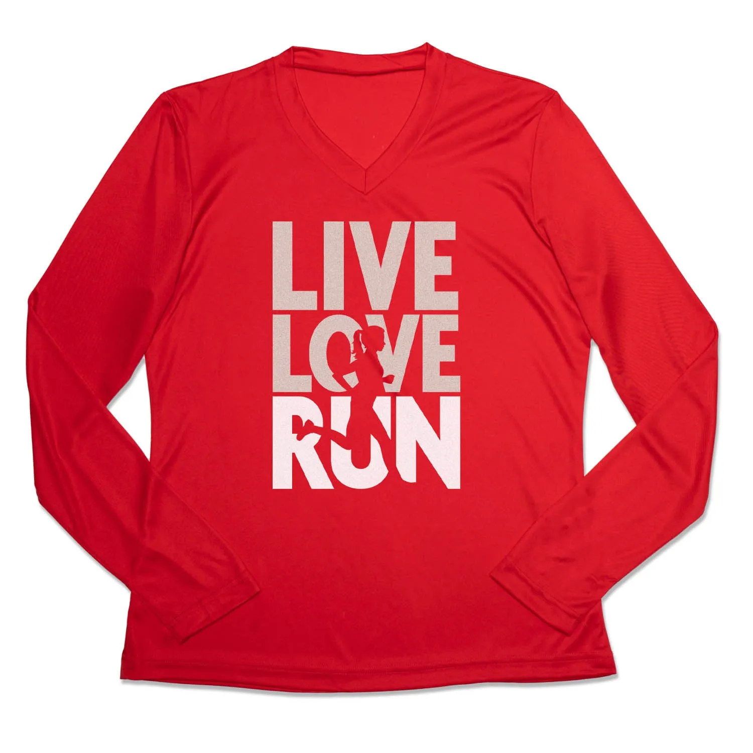 Essential Style Wear Women's Long Sleeve Tech Tee - Live Love Run Silhouette