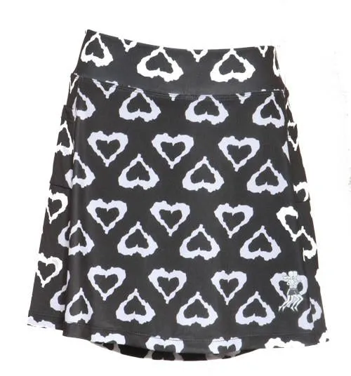 Black and White Hearts Mini Athletic Skirt (girls size 6-10) Cozy Outfit Sleek Detail