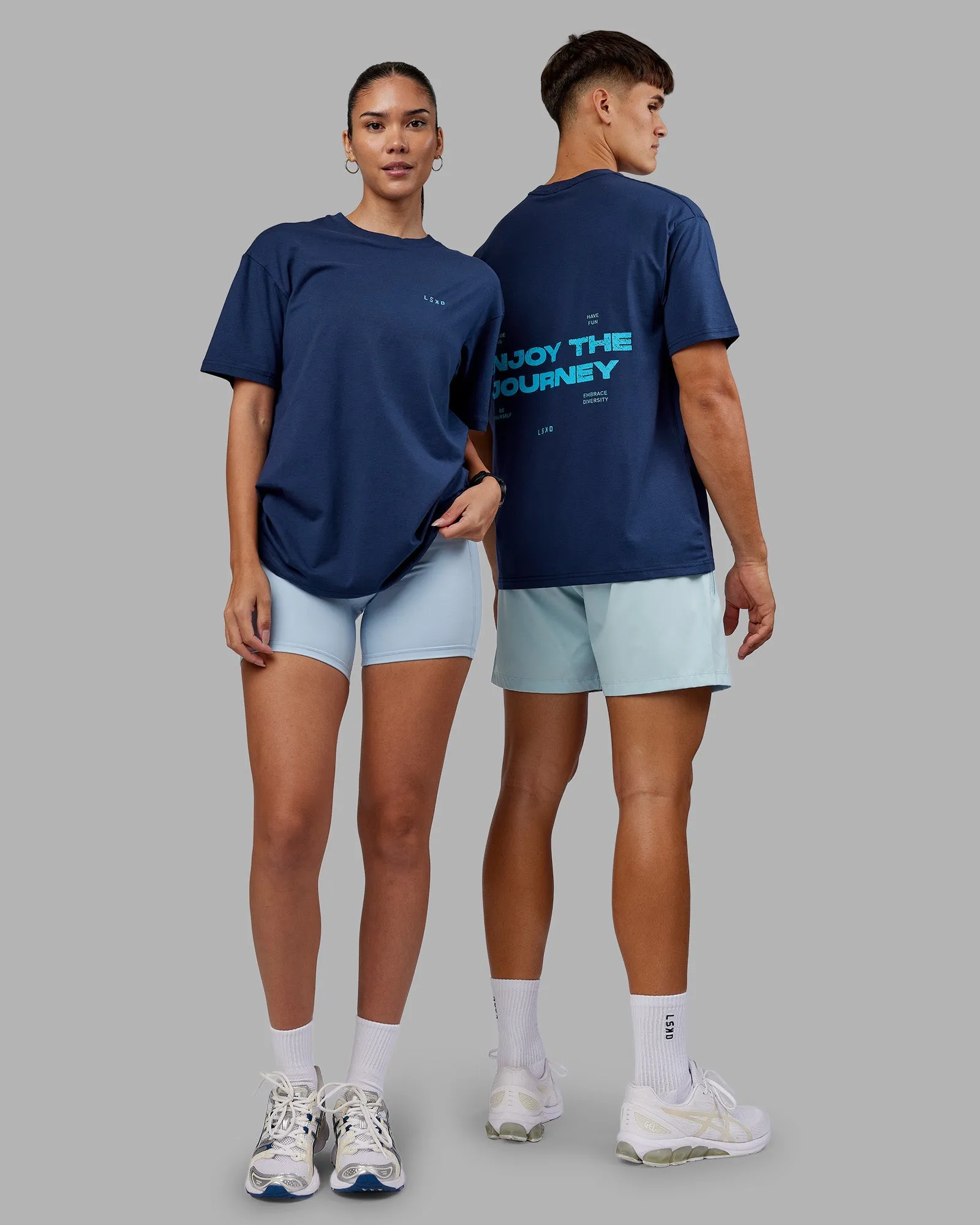 Cozy Style Wear Resistant Fabric Enjoy the Journey Value Series FLXCotton Tee Oversize - Future Navy-Blue Atoll