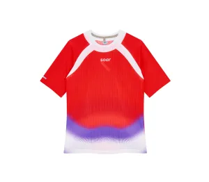 Lightweight Layer Urban Style Trend Women's Race Tee | Red/Purple Stripe