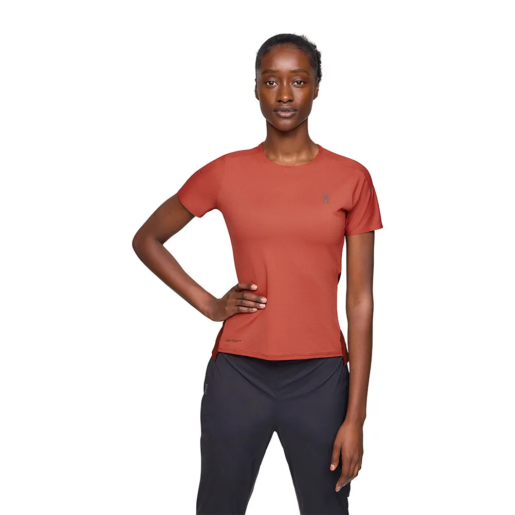 On Running Performance Short Sleeve Women's Running Tee - Auburn/Ruby Sporty Look Everyday Fashion Look