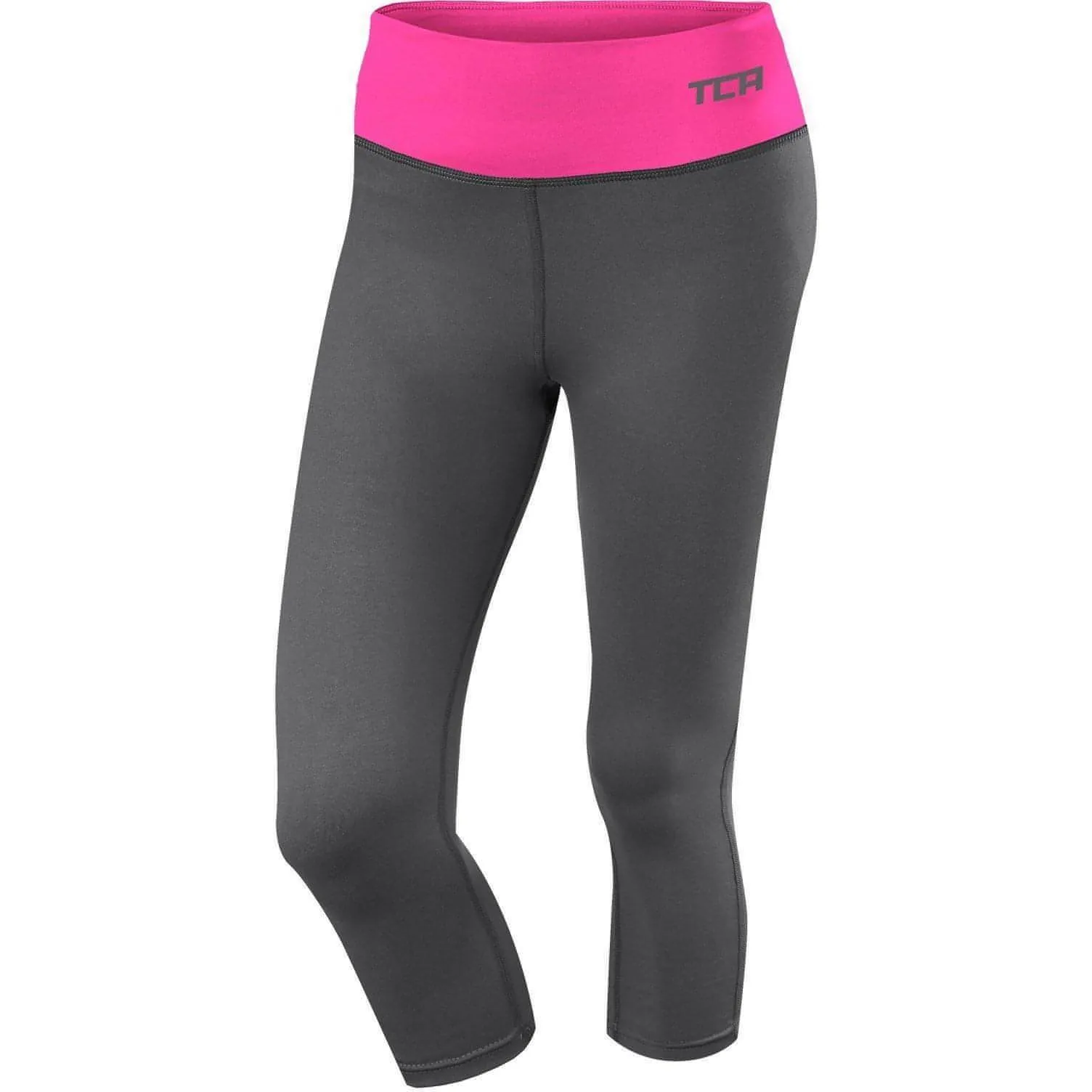 TCA Pro Performance Supreme Womens 3/4 Capri Running Tights - Grey Non Bunching Perfect Fit Wear