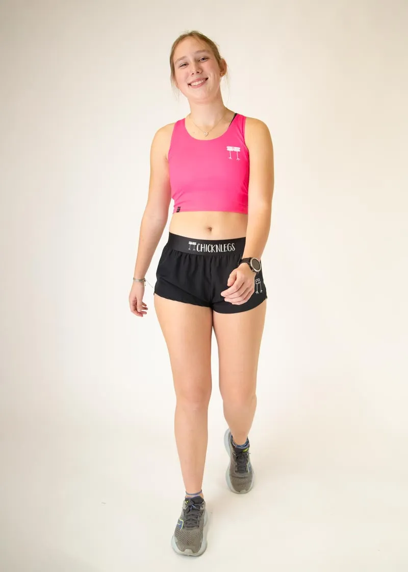 Neon Pink PWR Crop Top Mountain UV Shield