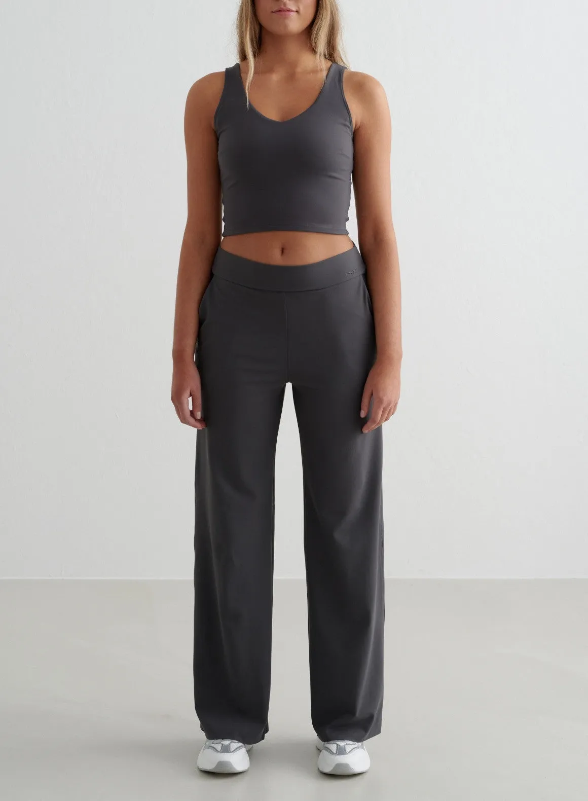 Shadow Grey Sense Wide Pants & Bralette Set gas storage