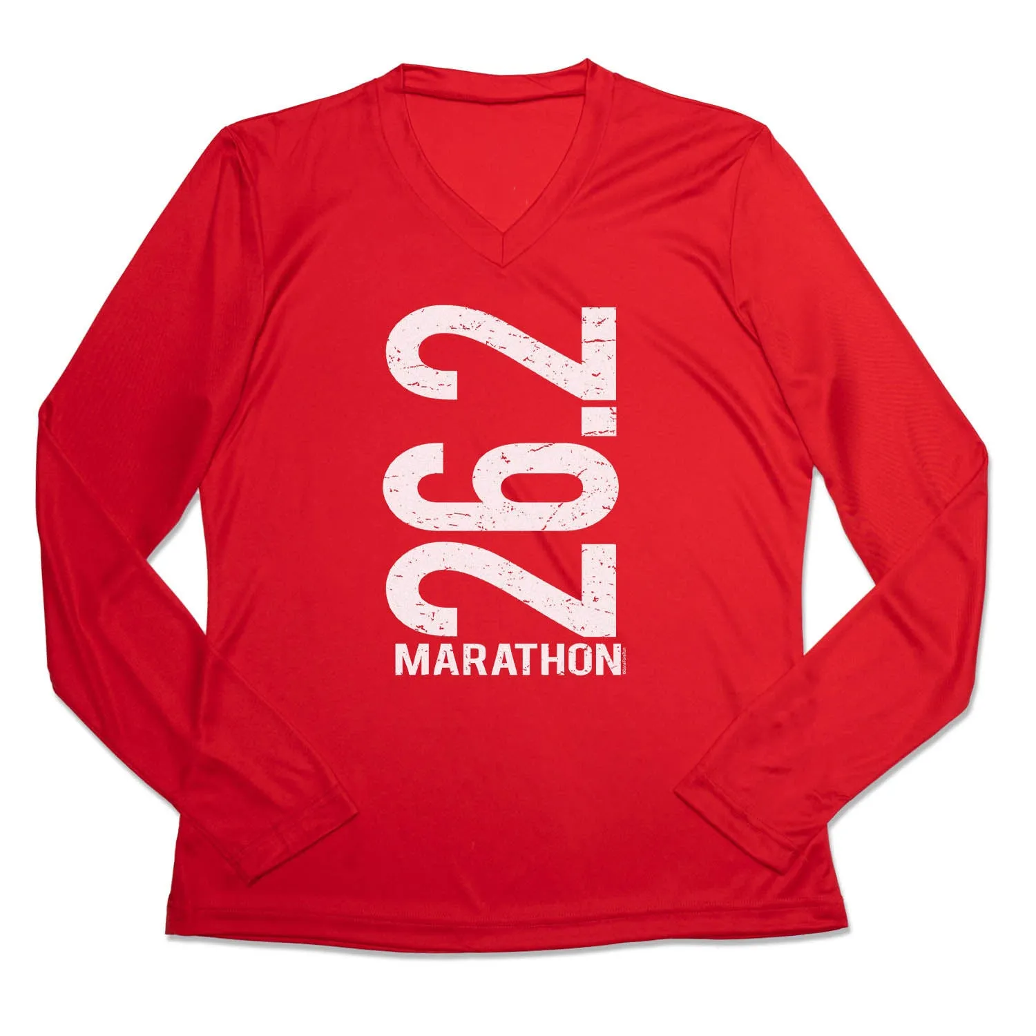 Women's Long Sleeve Tech Tee - 26.2 Marathon Vertical Easy-to-Style Top GarmentDyedTexture