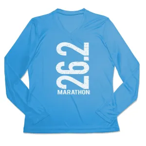 Women's Long Sleeve Tech Tee - 26.2 Marathon Vertical graduation
